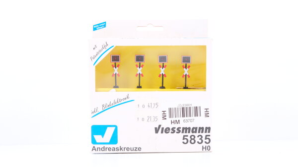 Viessmann H0 5835 Andreaskreuze, 4 Stück mit Blinkelektronik