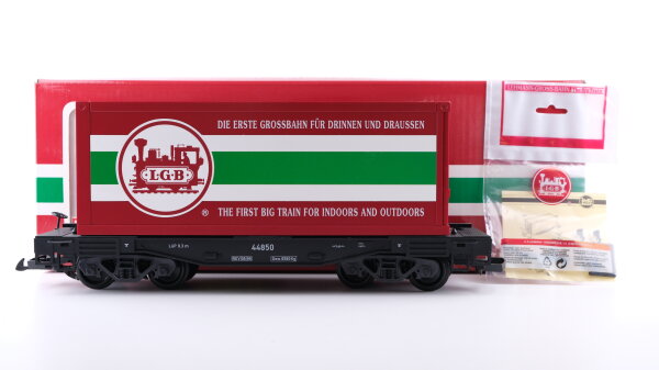 LGB G 44850 Containertragewagen 44850 mit Container (LGB), 4-achsig, Kunststoffräder