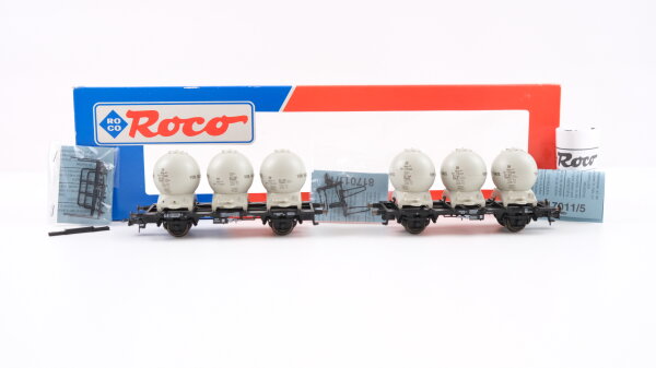 Roco H0 46520 Behältertragewagen-Set (Kugelbehälter, Von Haus zu Haus) DB