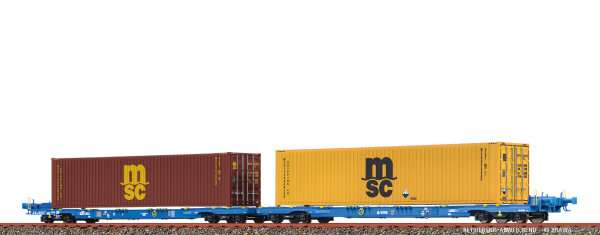 Brawa H0 48108 Containerwagen Sffggmrrss197 VTG, beladen mit 40 ft-Containern "MSC"