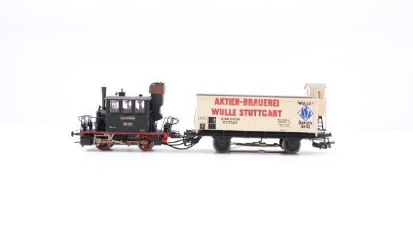 Eigenbau H0 Heinzl Dampflok Glaskasten BR 98 307 DR mit Märklin Bierwagen "Wulles Bürger Bräu" Wechselstrom