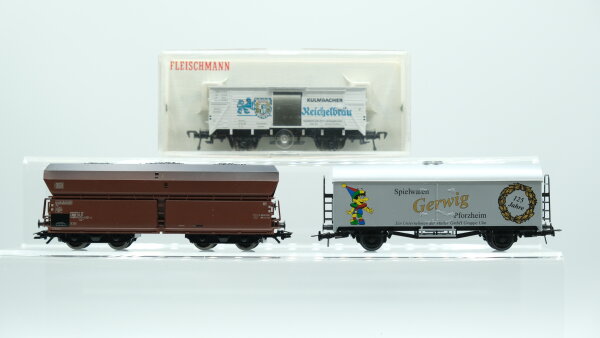 Märklin H0 Konvolut Kühlwagen (Spielwaren Gerwig), Selbstentladewagen, Gedeckter Güterwagen (Reichel Bräu) DB/DR