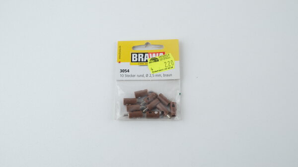 Brawa  3054 10 Stecker rund, 2,5 mm, braun