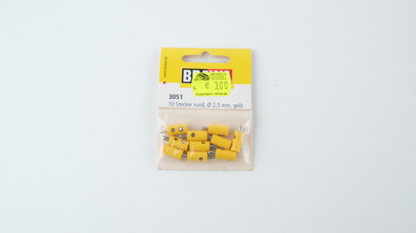 Brawa  3051 10 Stecker rund, 2,5 mm, gelb