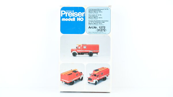 Preiser H0 1272 Feuerwehr Löschgruppenfahrzeug LF 16 TS, Katastrophenschutz, Magirus Mercur 125 A