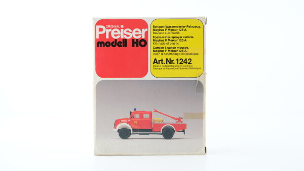 Preiser H0 1242 Schaum-Wasserwerfer-Fahrzeug, Magirus F Mercur 125 A