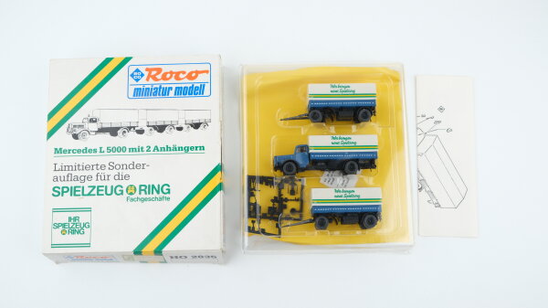 Roco H0 2835 Mercedes L 5000 mit 2 Anhängern, Limited Edition Spielzeug Ring