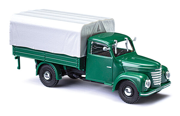 Busch H0 52350 Framo V901/2 Pritsche/Plane, Grün