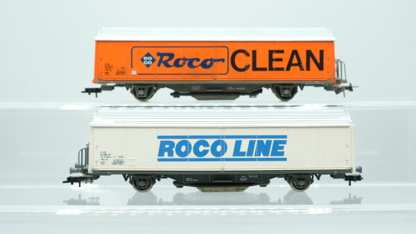 Roco H0 Konvolut Gedeckte Güterwagen (Roco Clean, Roco Line) mit Schienenreiniger, SBB-CFF