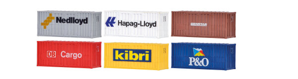 Kibri H0 10924 20-Fuß-Container, 6 Stück