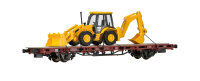 Kibri H0 26260 Niederbordwagen mit Baggerlader JCB 4CX...