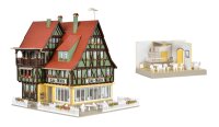 Vollmer H0 43695 Café-Bistro mit Inneneinrichtung undLED-Beleuchtung, Funktionsbausatz