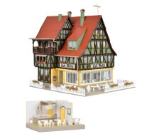 Vollmer H0 43695 Café-Bistro mit Inneneinrichtung undLED-Beleuchtung, Funktionsbausatz