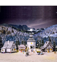 Vollmer N 47613 Weihnachtsdorf mit LED-Beleuchtung,Funktionsbausatz