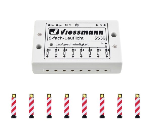 Viessmann H0 5040 Warnbaken, 8 Stück mit Lauflichtelektronik