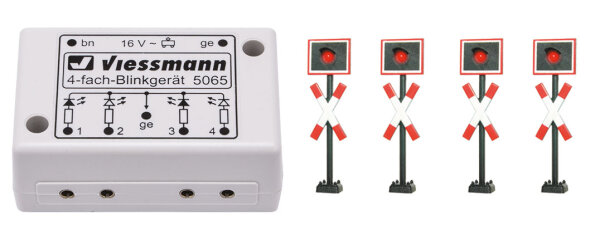 Viessmann N 5800 Andreaskreuze, 4 Stück mit Blinkelektronik