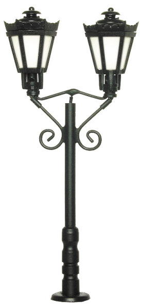 Viessmann H0 6073 Parklaterne zweiflammig, schwarz, 2 LEDswarmweiß