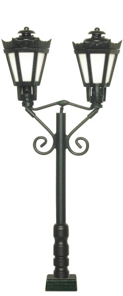 Viessmann H0 60731 Parklaterne zweiflammig, schwarz,mit Kontaktstecksockel, 2 LEDs warmweiß