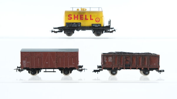 Piko H0 Konvolut Kesselwagen (Shell), Gedeckter Güterwagen, Hochbordwagen DB/u.a.