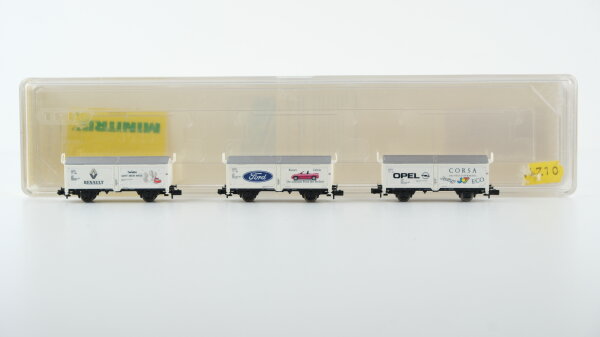 Minitrix N 13957 Schiebedachwagen Set "Ford Opel Renault" DB