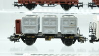 Märklin H0 Konvolut Rungenwagen, Kühlwagen (VAN DE LOOY), Containertragewagen mit Bremserhaus und Ladung), DB