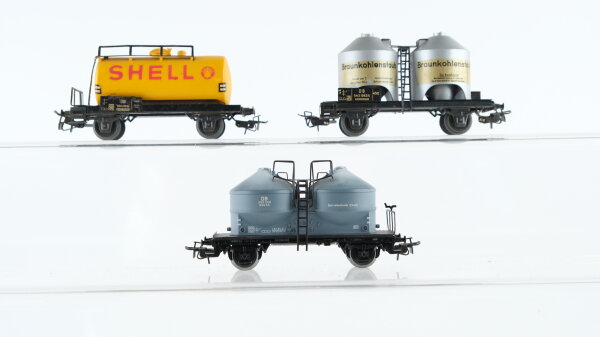 Märklin H0 Kesselwagen (Shell), Silowagen (Braunkohlestaub) DB