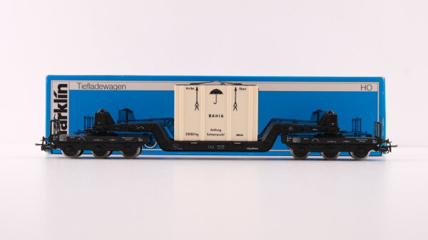 Märklin H0 4618 Tiefladewagen mit Übersee-Kiste  SST 53  St 52 der DB