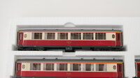 Bemo H0m 3272/S Salonwagen Set 4 tlg. rot/creme RhB