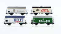 Märklin H0 Konvolut Bierwagen (Bitburger Pils, Kelts, Stuttgarter Hofbräu, Warsteiner) DB