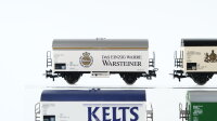 Märklin H0 Konvolut Bierwagen (Bitburger Pils, Kelts, Stuttgarter Hofbräu, Warsteiner) DB