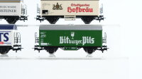 Märklin H0 Konvolut Bierwagen (Bitburger Pils, Kelts, Stuttgarter Hofbräu, Warsteiner) DB