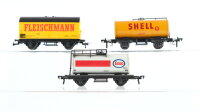 Fleischmann H0 Konvolut Gedeckter Güterwagen (Fleischmann), Kesselwagen (Esso, Shell), DB/u.a.