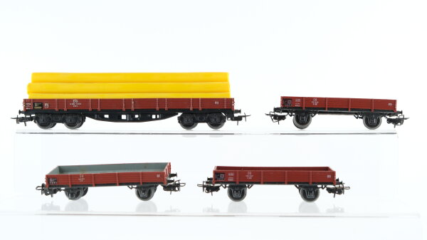 Märklin H0 Konvolut Niederbordwagen DB, Niederbordwagen mit Rohre, DB