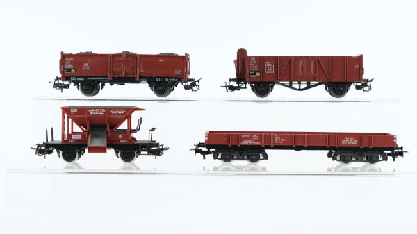 Märklin H0 Konvolut Niederbordwagen, Hochbordwagen, Hochbordwagen mit Bremserhaus, Schotterwagen, DB