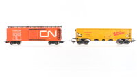 Unbekannt H0 Konvolut Gedeckter Güterwagen (Canadian National), Selbstentladewagen (Union Pacific)