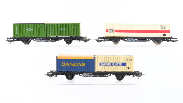 Lima H0 Konvolut Containertragewagen (DB, Incotran, Danzas/Hapag-Lloyd), DB