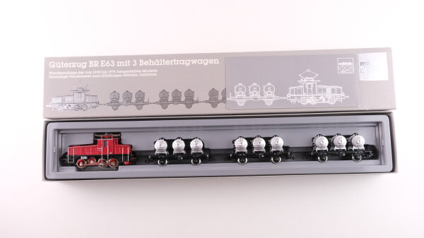 Märklin H0 2874 Güterzug BR E63 mit Behälterwagen der DB Wechselstrom Analog (vermutlich verharzt)