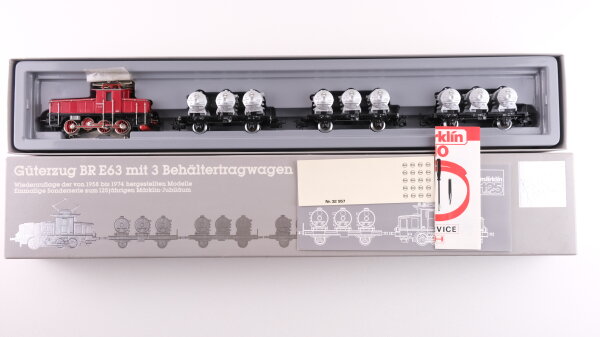 Märklin H0 2874 Güterzug BR E63 mit Behälterwagen der DB Wechselstrom Analog (vermutlich verharzt)