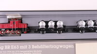 Märklin H0 2874 Güterzug BR E63 mit Behälterwagen der DB Wechselstrom Analog (vermutlich verharzt)