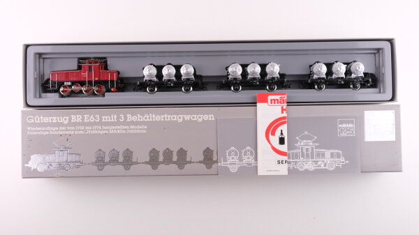 Märklin H0 2874 Güterzug BR E63 mit Behälterwagen der DB Wechselstrom Analog (vermutlich verharzt)