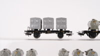 Märklin H0 Konvolut Behältertragwagen mit je 3 Behälter teilweise ohne Puffer DB/u.a.