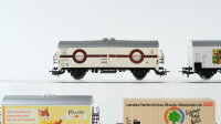 Märklin H0 Konvolut Containertragewagen mit Container /Rheda-Wiedenbrück 1988), Kühlwagen (Pilsener Urquell,Beck´s Bier, Wüstenrot,Interfrigo) DB/CSD/Renfe/u.a.