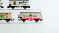 Märklin H0 Konvolut Containertragewagen mit Container /Rheda-Wiedenbrück 1988), Kühlwagen (Pilsener Urquell,Beck´s Bier, Wüstenrot,Interfrigo) DB/CSD/Renfe/u.a.