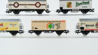 Märklin H0 Konvolut Containertragewagen mit Container /Rheda-Wiedenbrück 1988), Kühlwagen (Pilsener Urquell,Beck´s Bier, Wüstenrot,Interfrigo) DB/CSD/Renfe/u.a.