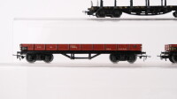 Märklin H0 Konvolut Niederbordwagen, Flachwagen mit Rungen (Blech alt) DB