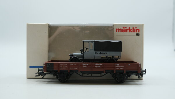 Märklin H0 84504 Niederbordwagen mit Lkw  X der DRG