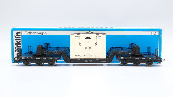 Märklin H0 4618 Tiefladewagen mit Übersee-Kiste  SST 53  St 52 der DB