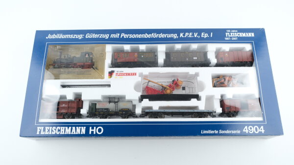 Fleischmann H0 4904 K Jubiläumszug " Güterzug mit Personenbeförderung " Dampflok T3 KPEV 1851 Gleichstrom