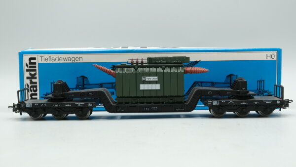 Märklin H0 4617 Tiefladewagen mit Transformator (Trafo-Union) SST 53  St 52 der DB