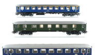 Märklin H0 Konvolut Personenwagen 1.Kl, blau, 1.Kl. blau, 2.Kl. grün und Gepäckwagen DB